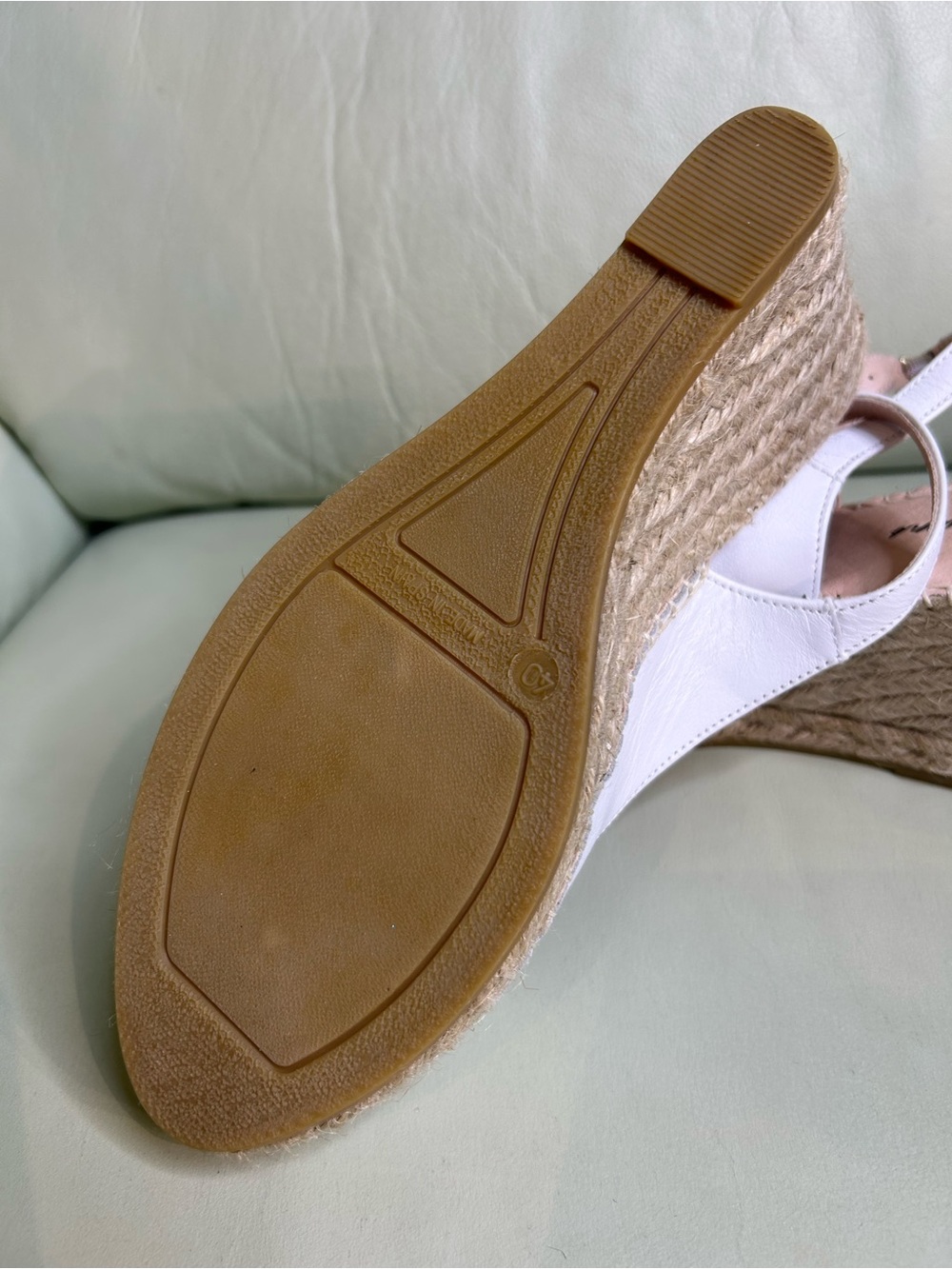 Women’s White Peep-Toe Espadrille Wedges with Slingback - Picture 6 of 7